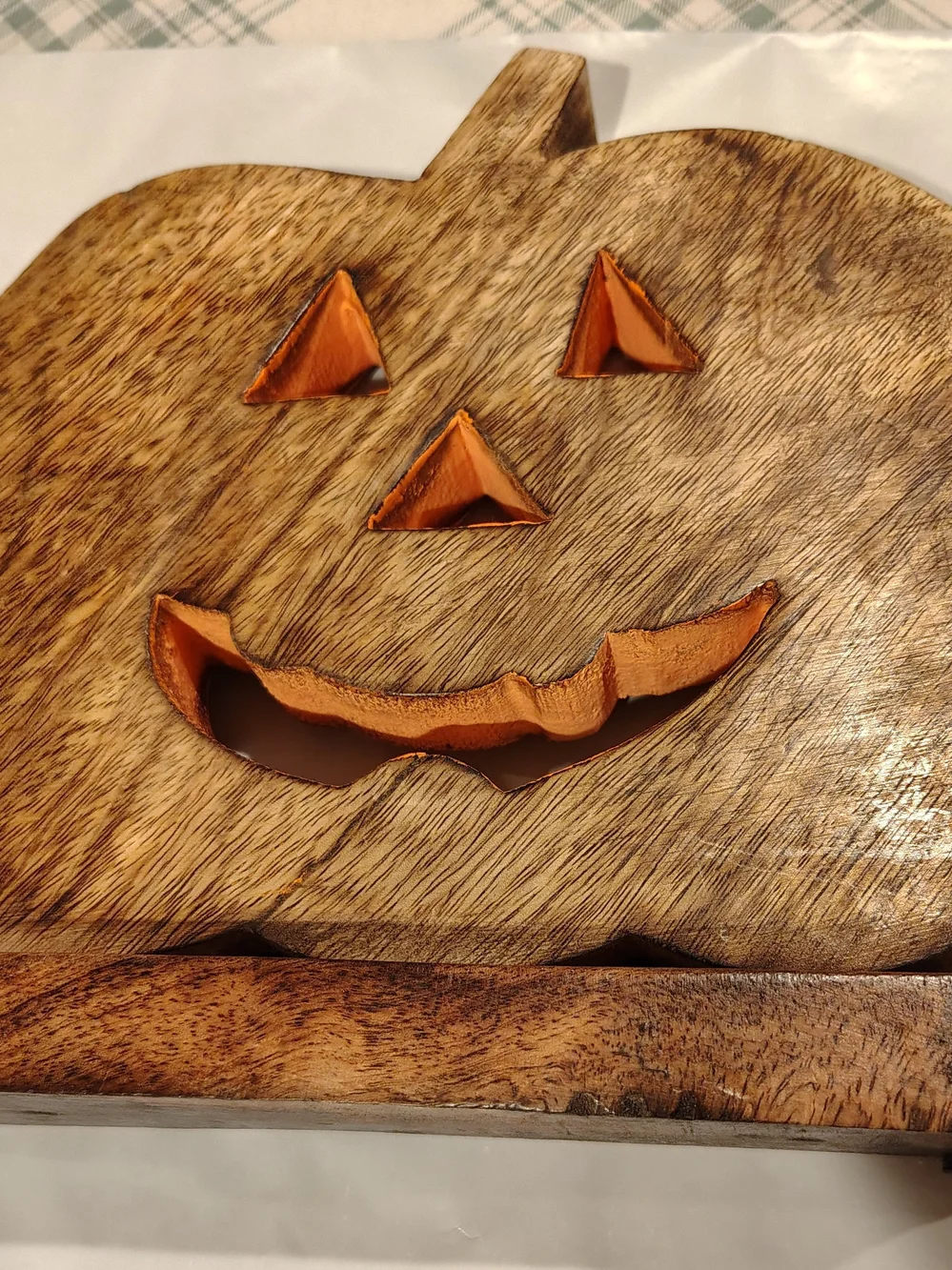 Wooden Jack-o'-Lantern Decorative Stand - Brown